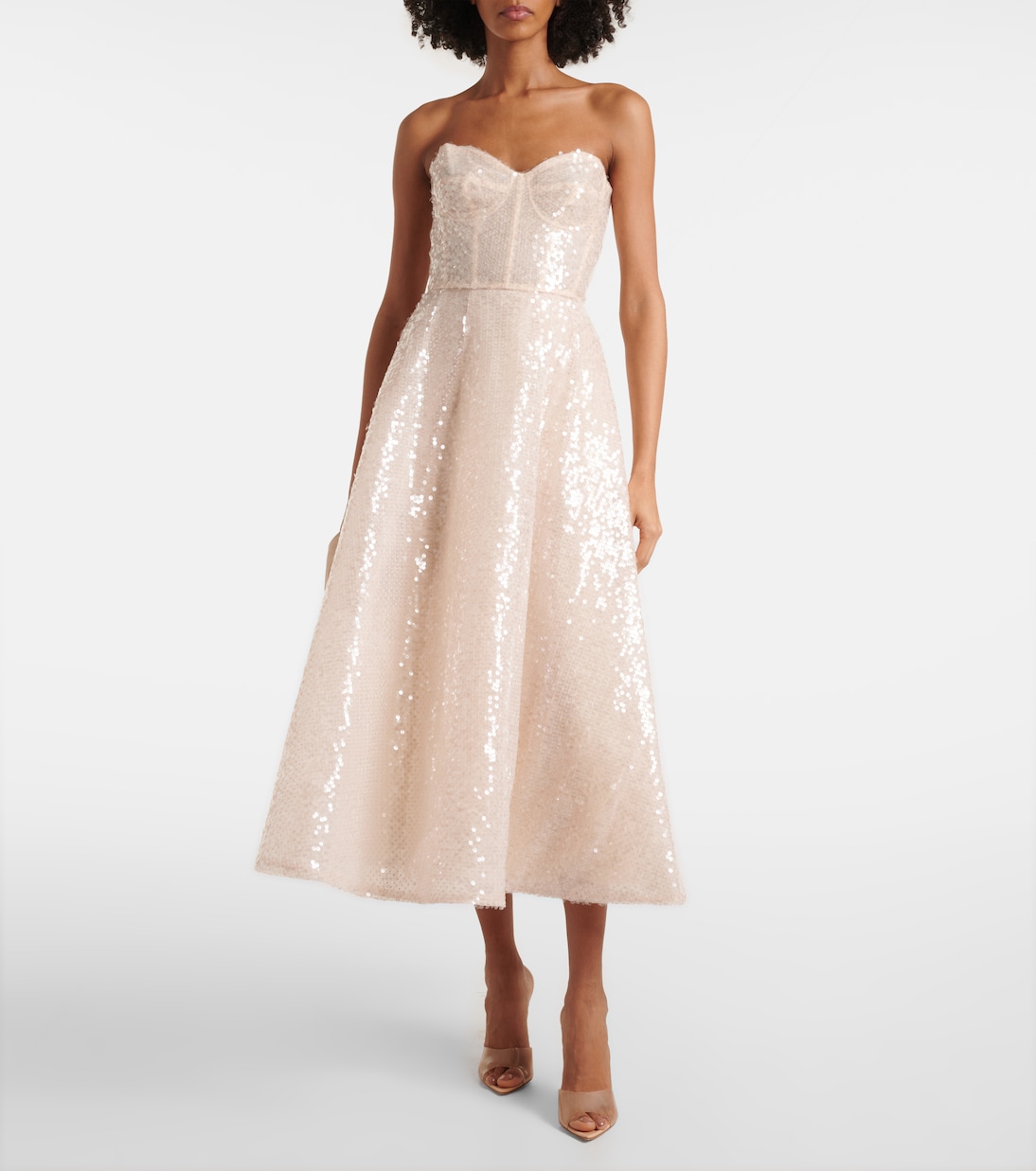 Abito midi in tulle con pailettes  | Monique Lhuillier