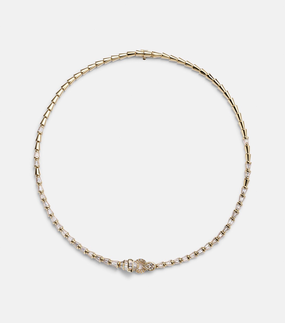 Serpentine 18kt gold necklace with diamonds and garnet | Shay Jewelry