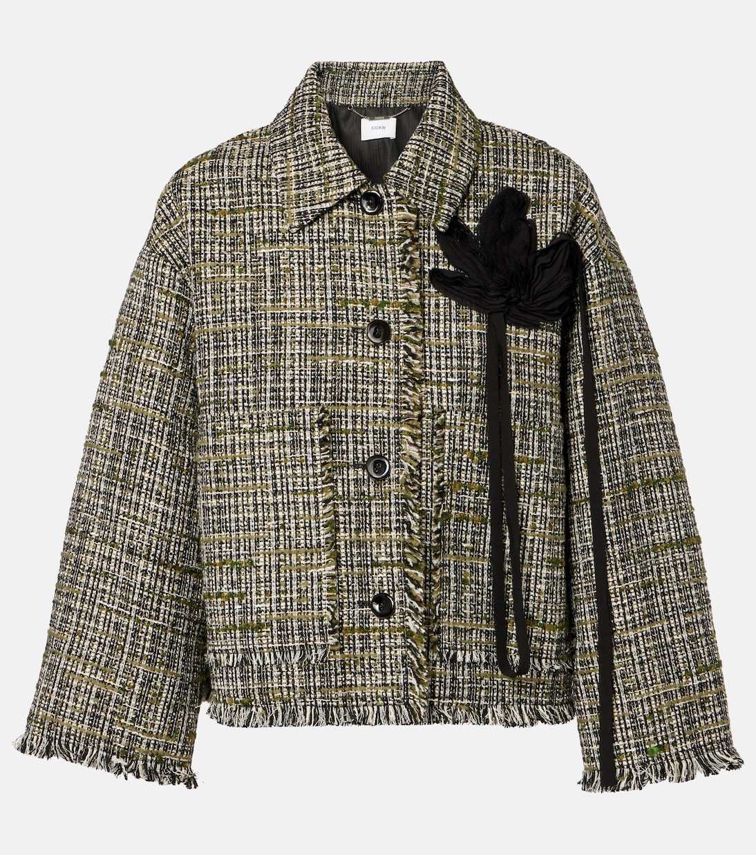 Floral-appliqué tweed jacket | Erdem