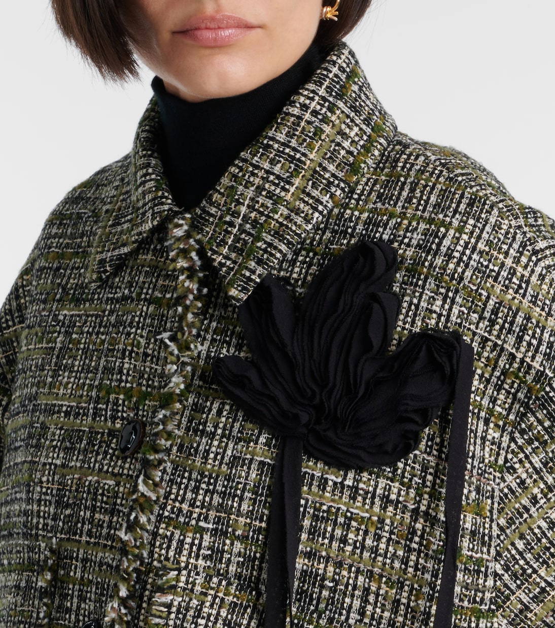 Floral-appliqué tweed jacket | Erdem
