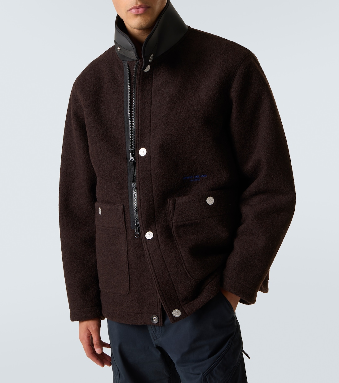 Logo wool-blend jacket | Stone Island
