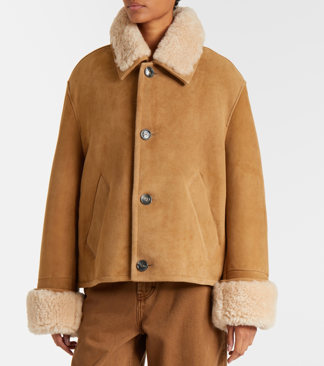 Shearling-trimmed suede jacket | Ami Paris
