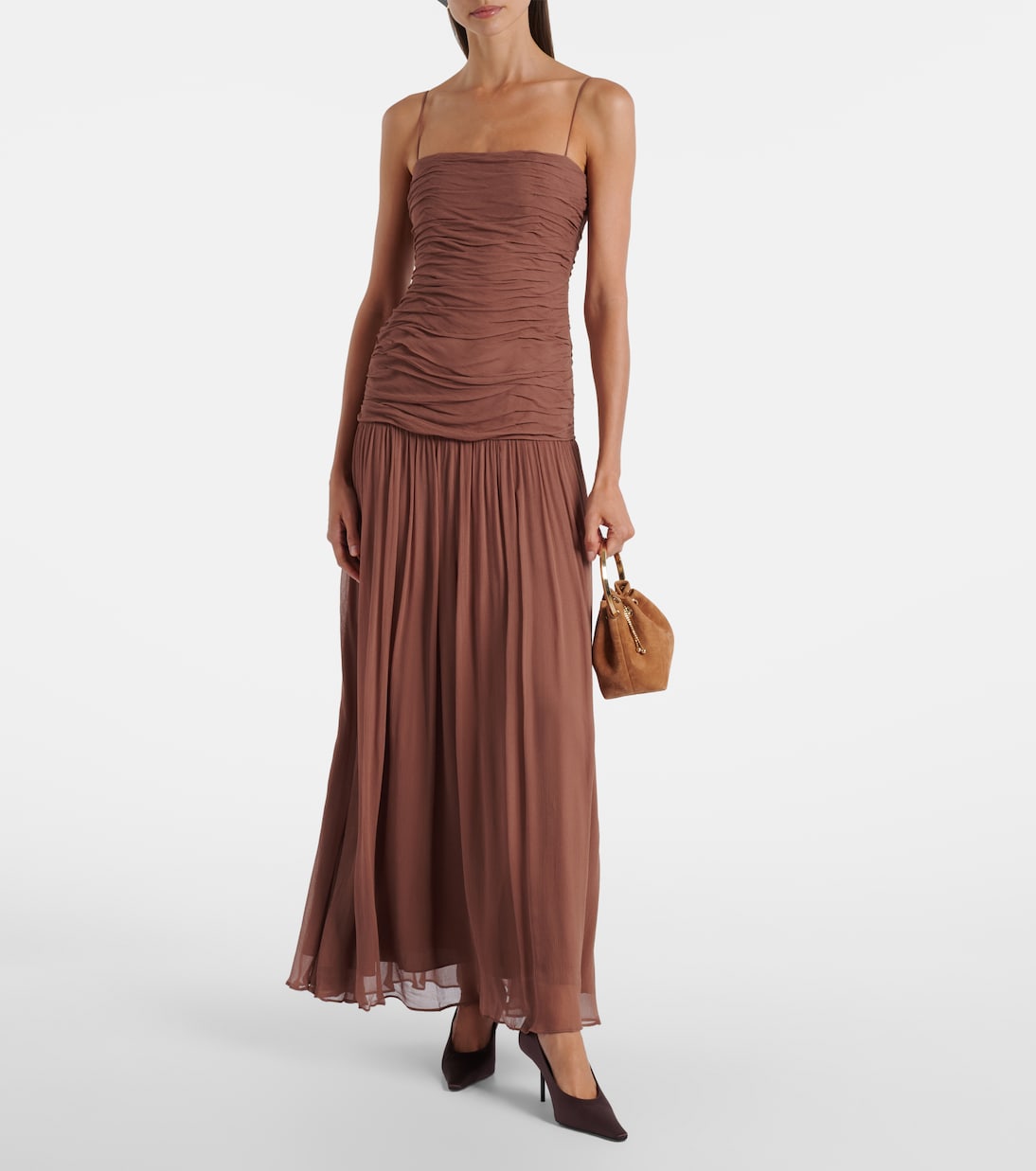 Dalton gathered ruched maxi dress | Staud