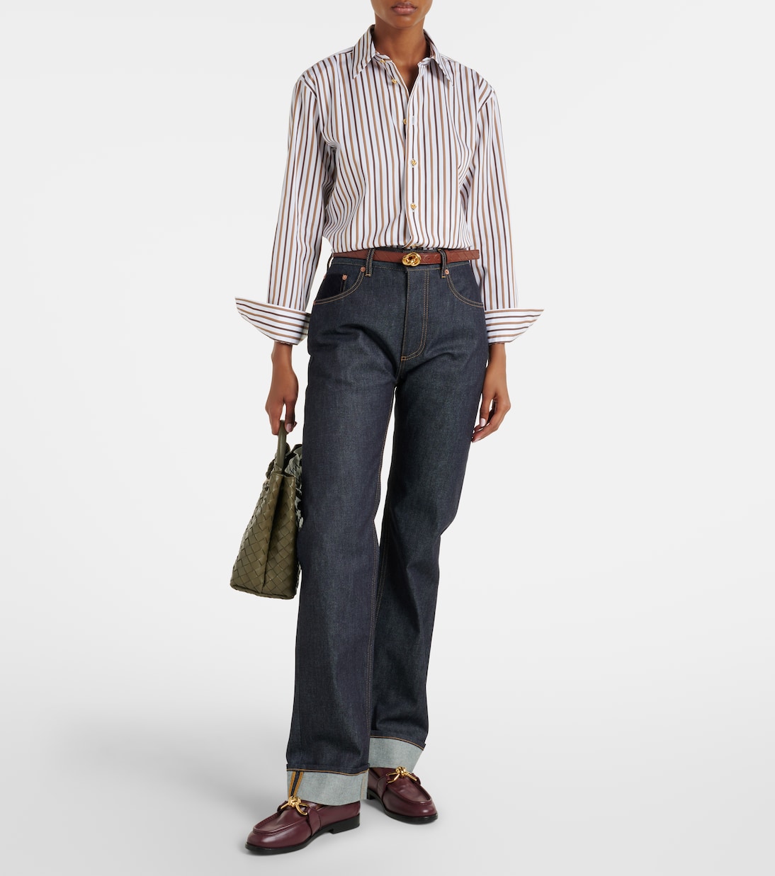 Striped cotton poplin shirt | Bottega Veneta