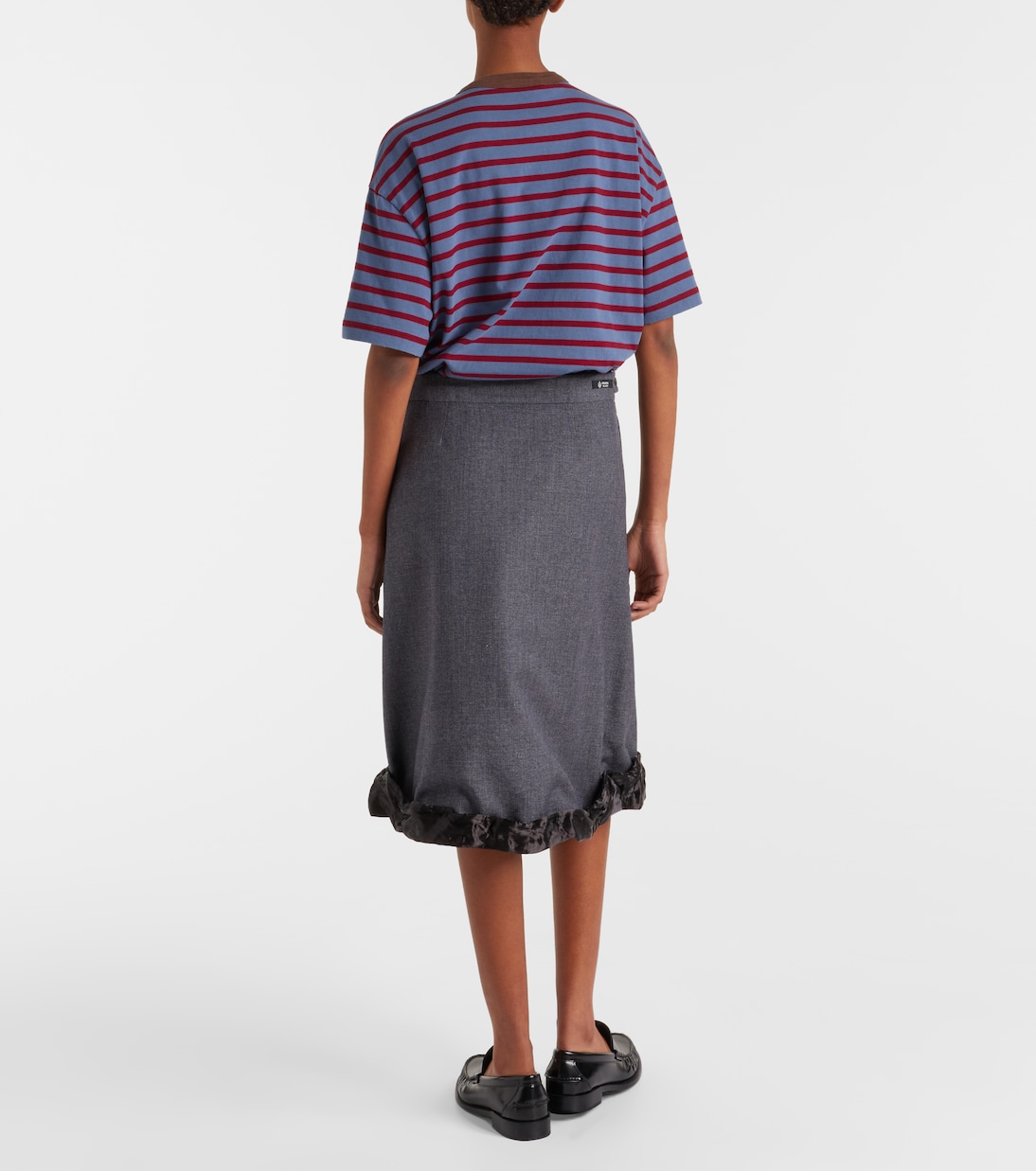 Midirock aus Wolle mit Satin | Prada