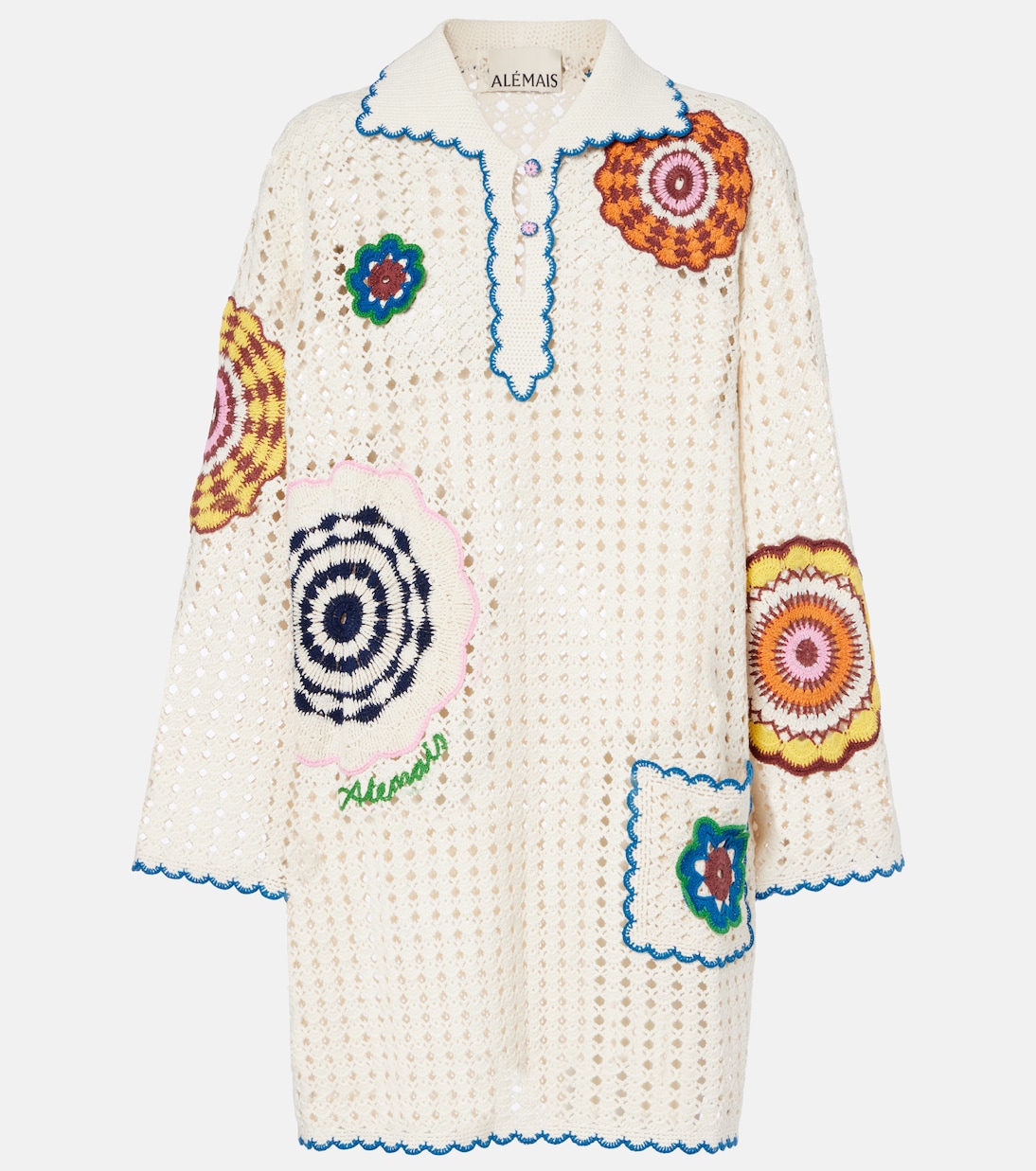 Elma crochet embroidered cotton kaftan | Alémais