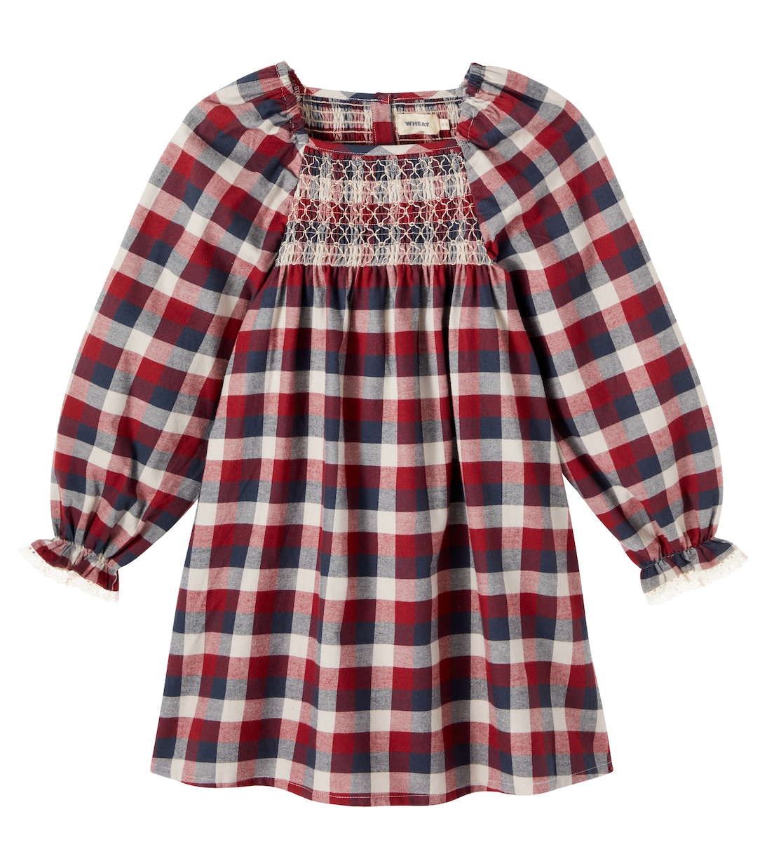 Bella checked smocked cotton dress | Wheat