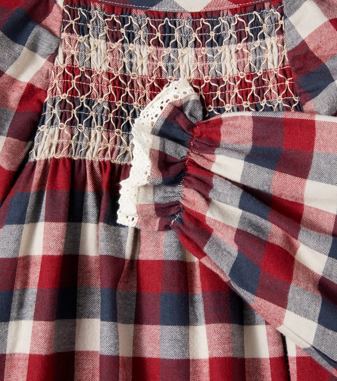 Bella checked smocked cotton dress | Wheat