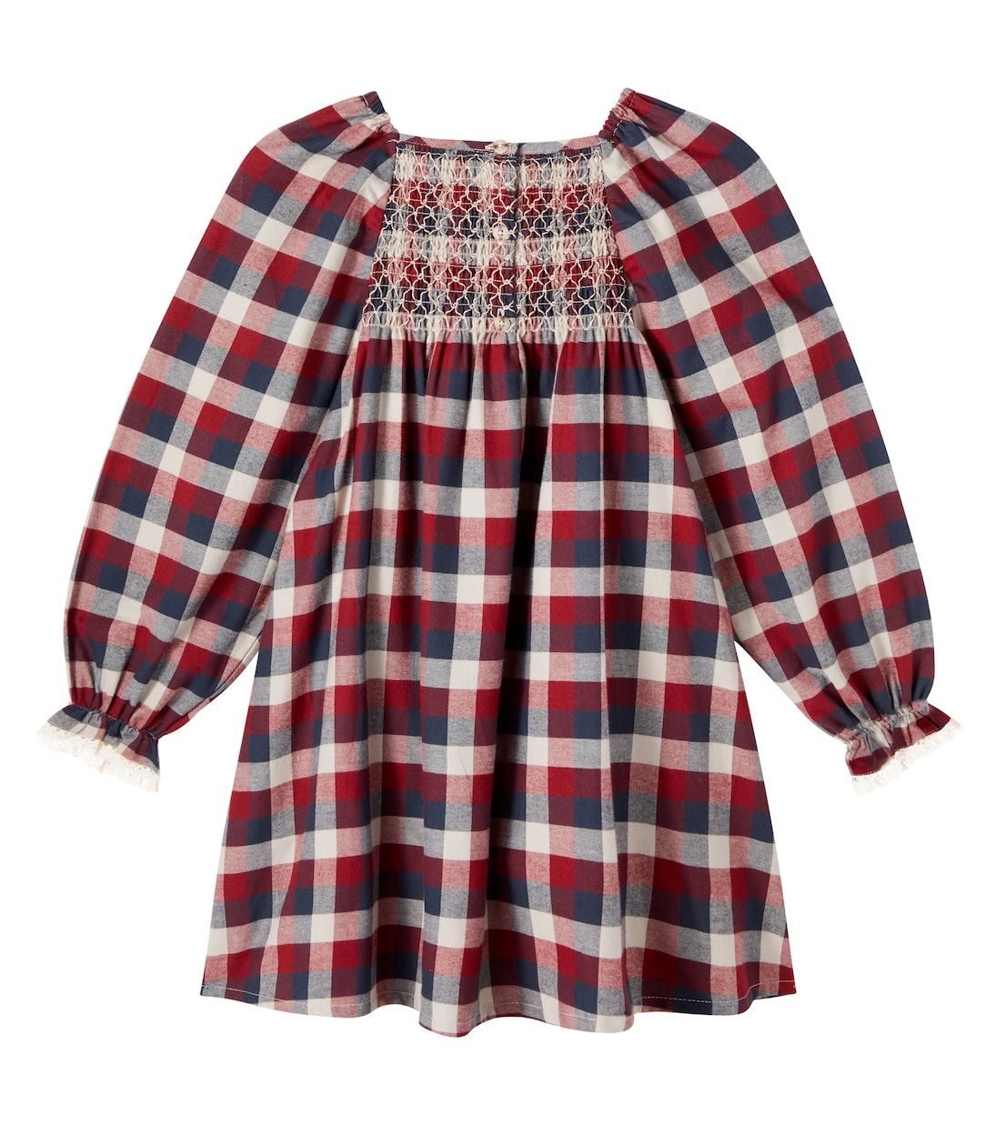 Bella checked smocked cotton dress | Wheat
