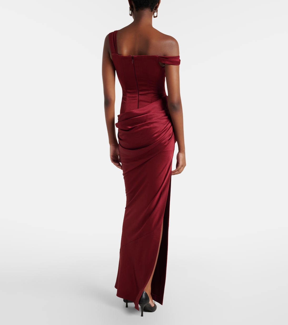 Draped crêpe satin bustier gown | Alex Perry