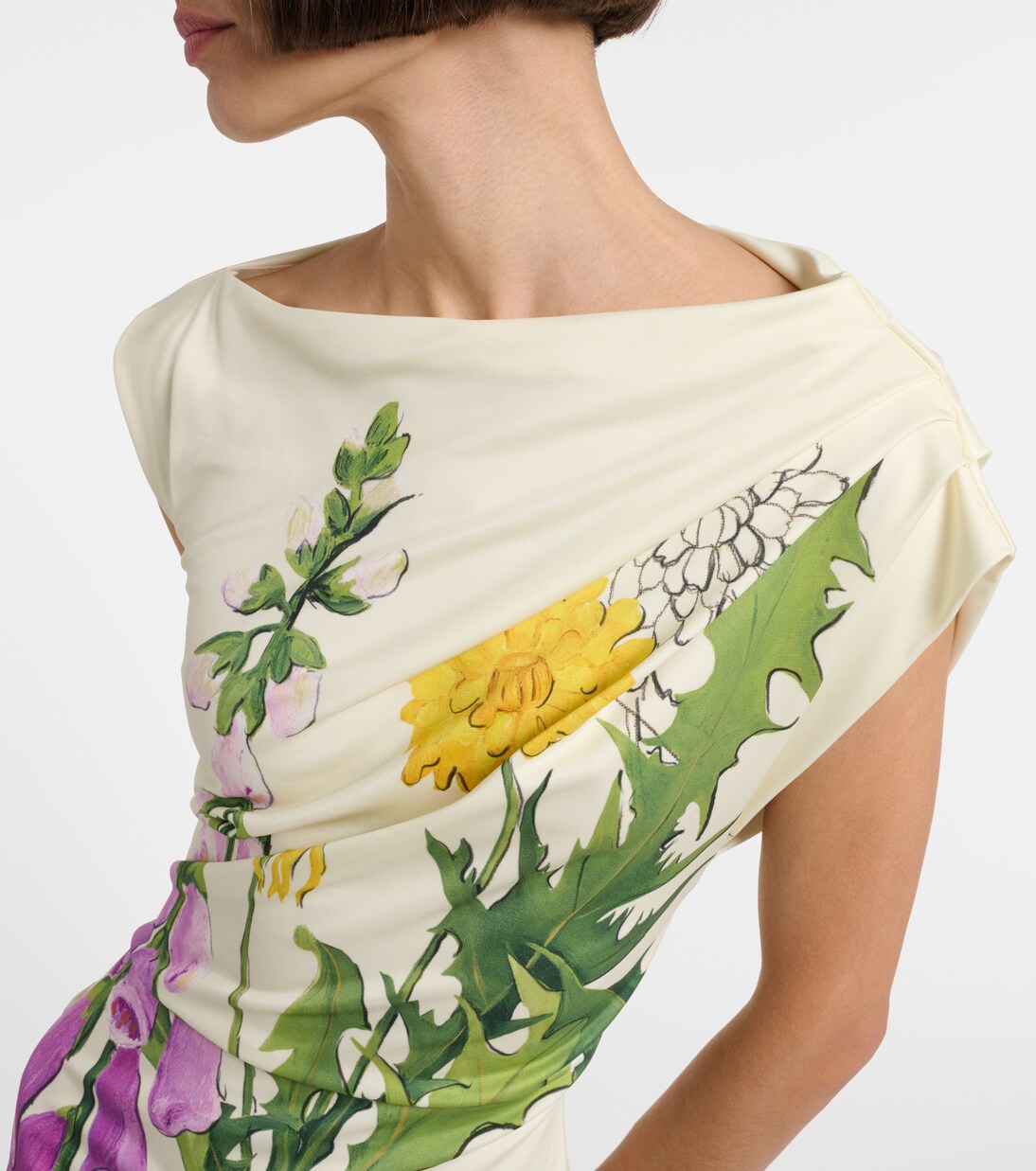 Floral one-shoulder jersey maxi dress | Oscar de la Renta