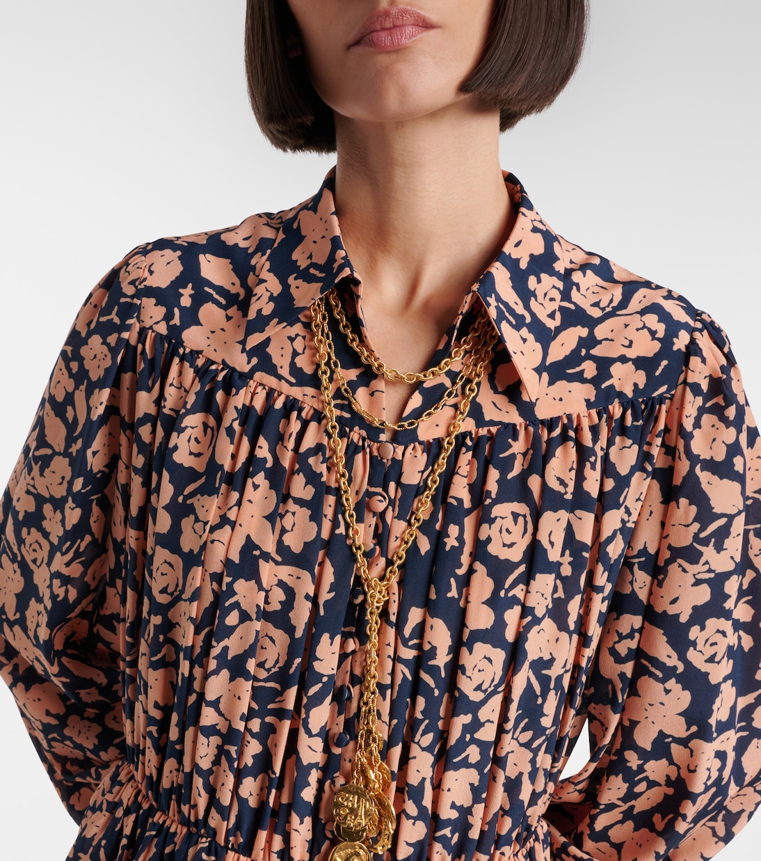 Floral gathered silk minidress | Chloé