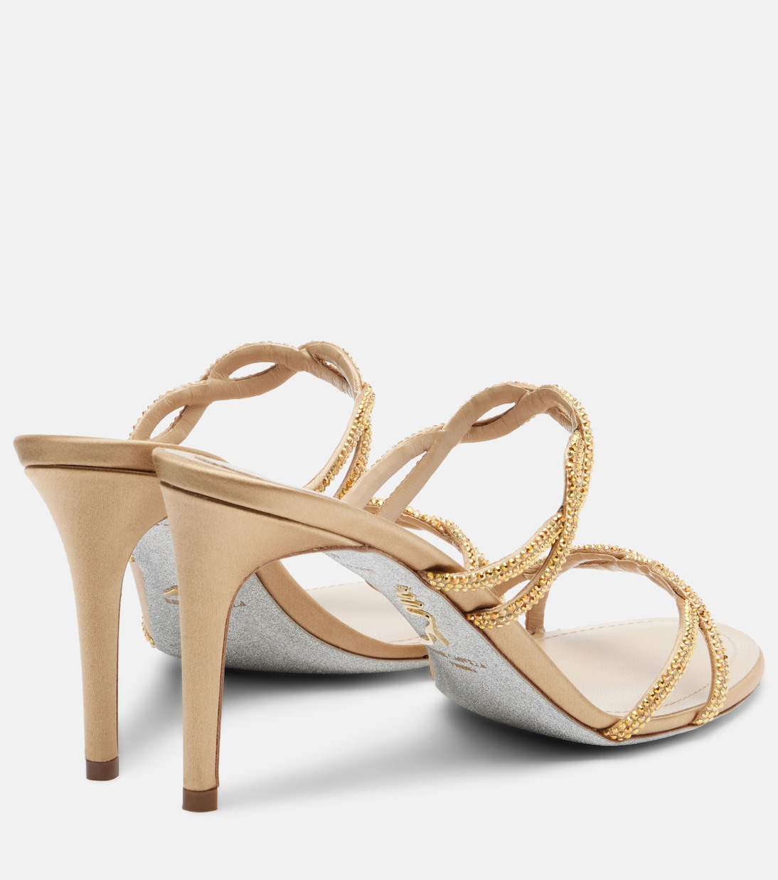 Braid crystal-embellished satin sandals | Rene Caovilla