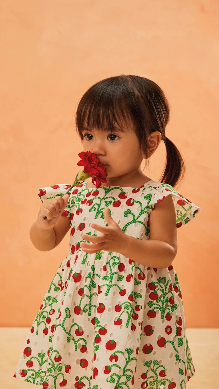 Baby printed cotton dress and bloomers set | Fábula