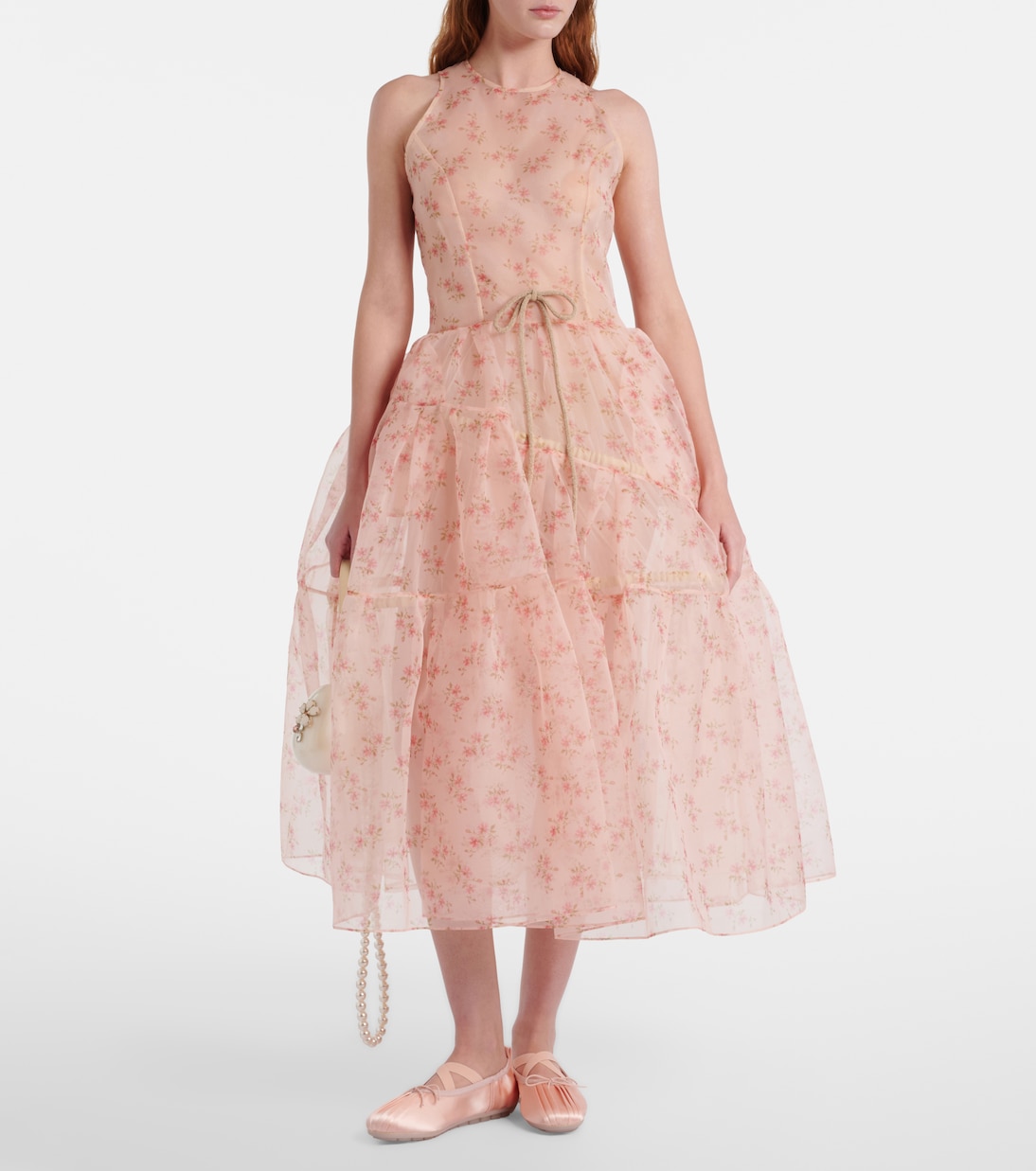 Vestido midi de organza floral | Simone Rocha