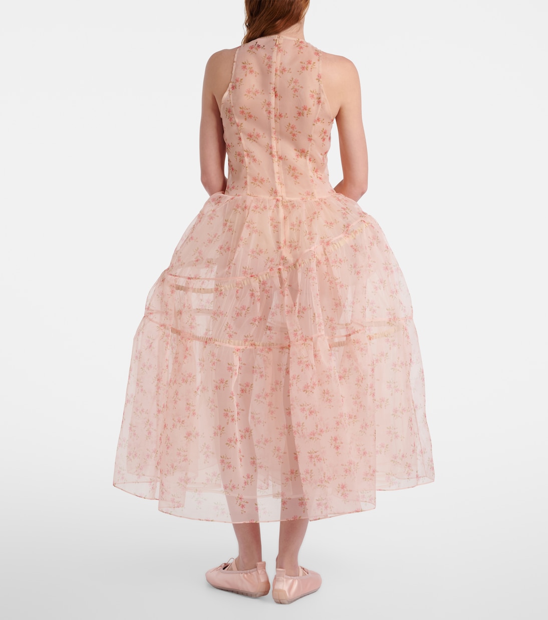 Vestido midi de organza floral | Simone Rocha