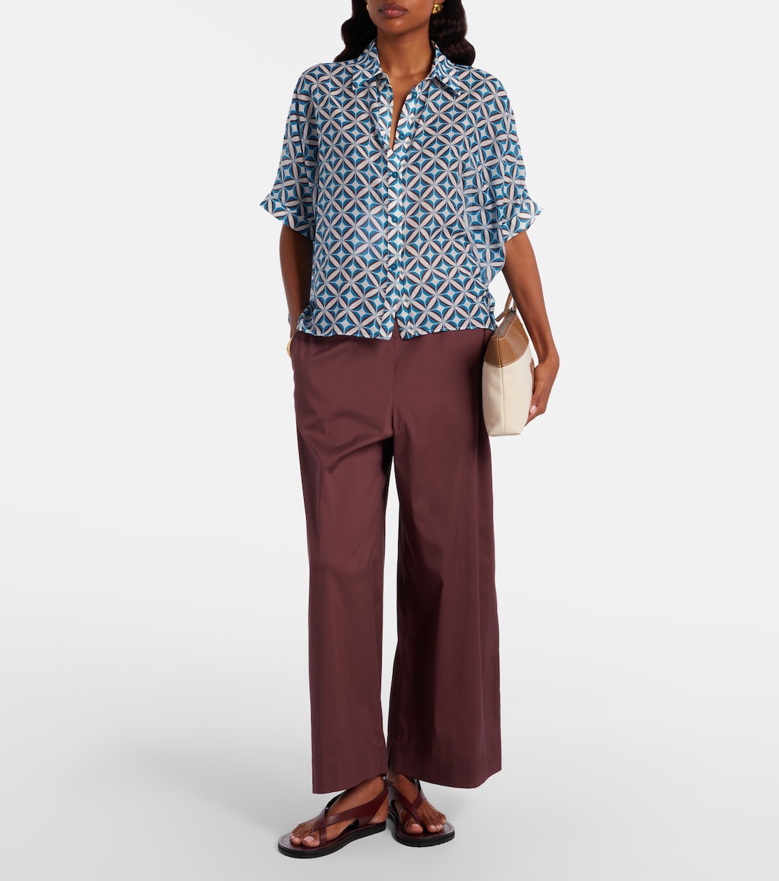 Pece cotton-blend wide-leg pants | Max Mara