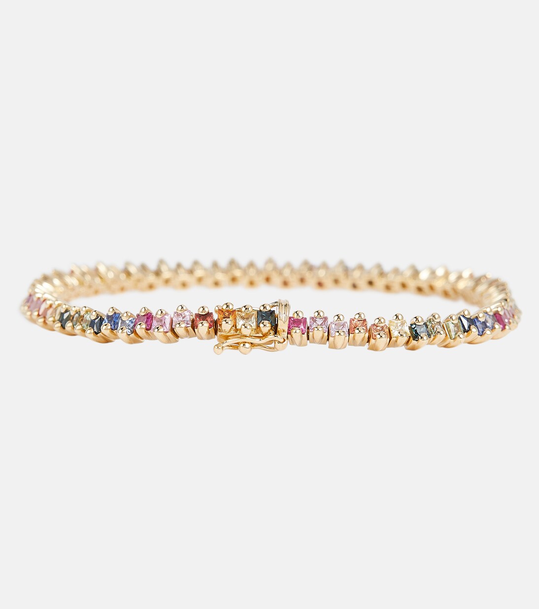 Bracciale tennis in oro 18kt con zaffiri, design moderno per giovani trendsetter