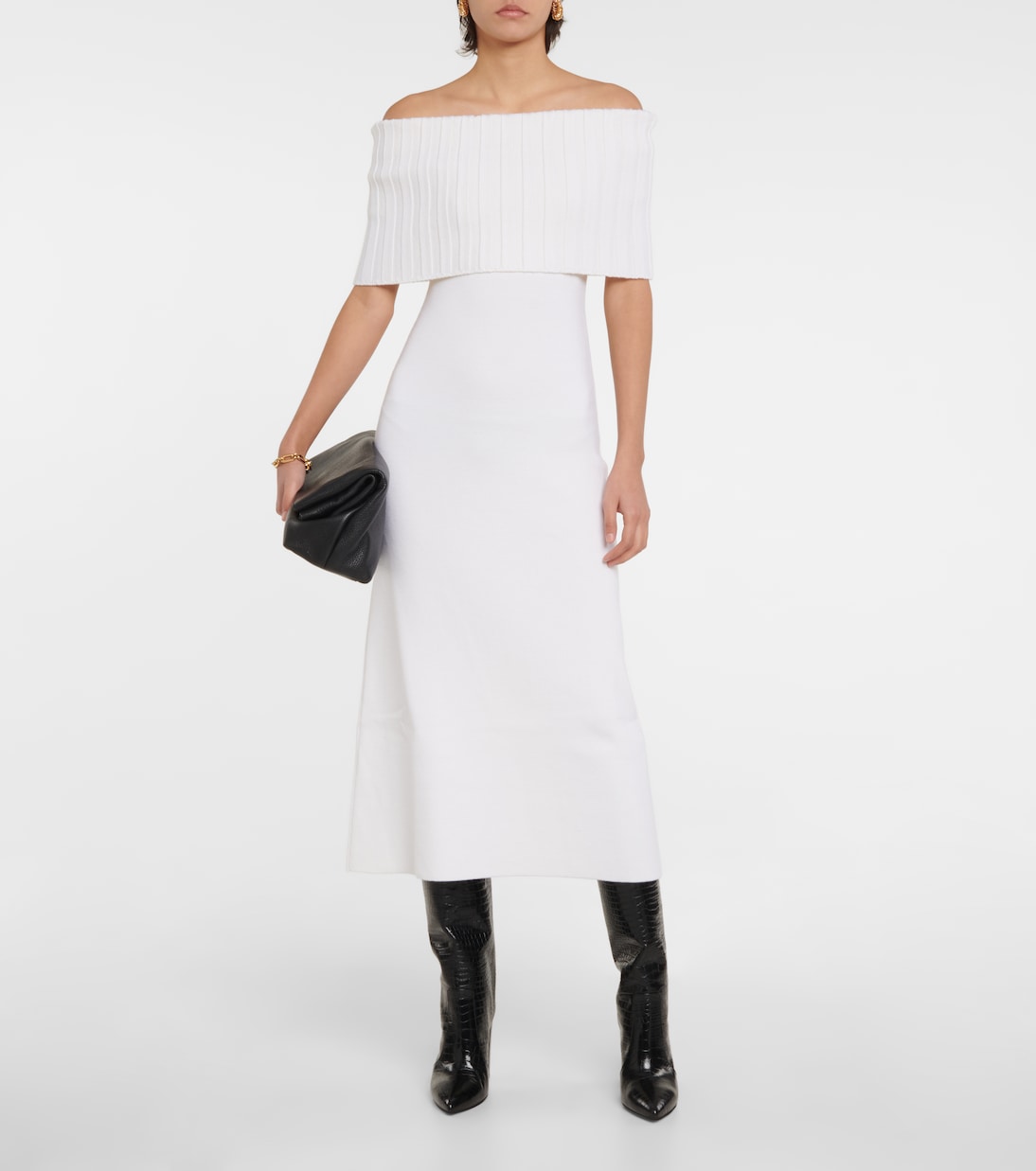 Risette off-shoulder wool midi dress | Safiyaa