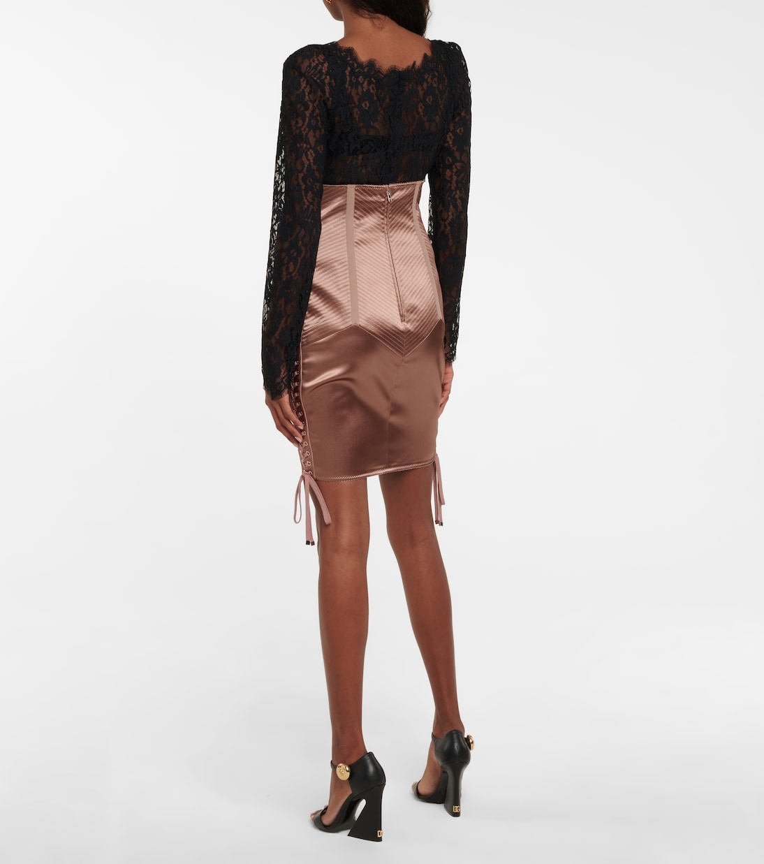Mini-jupe à taille haute en satin | Dolce&Gabbana