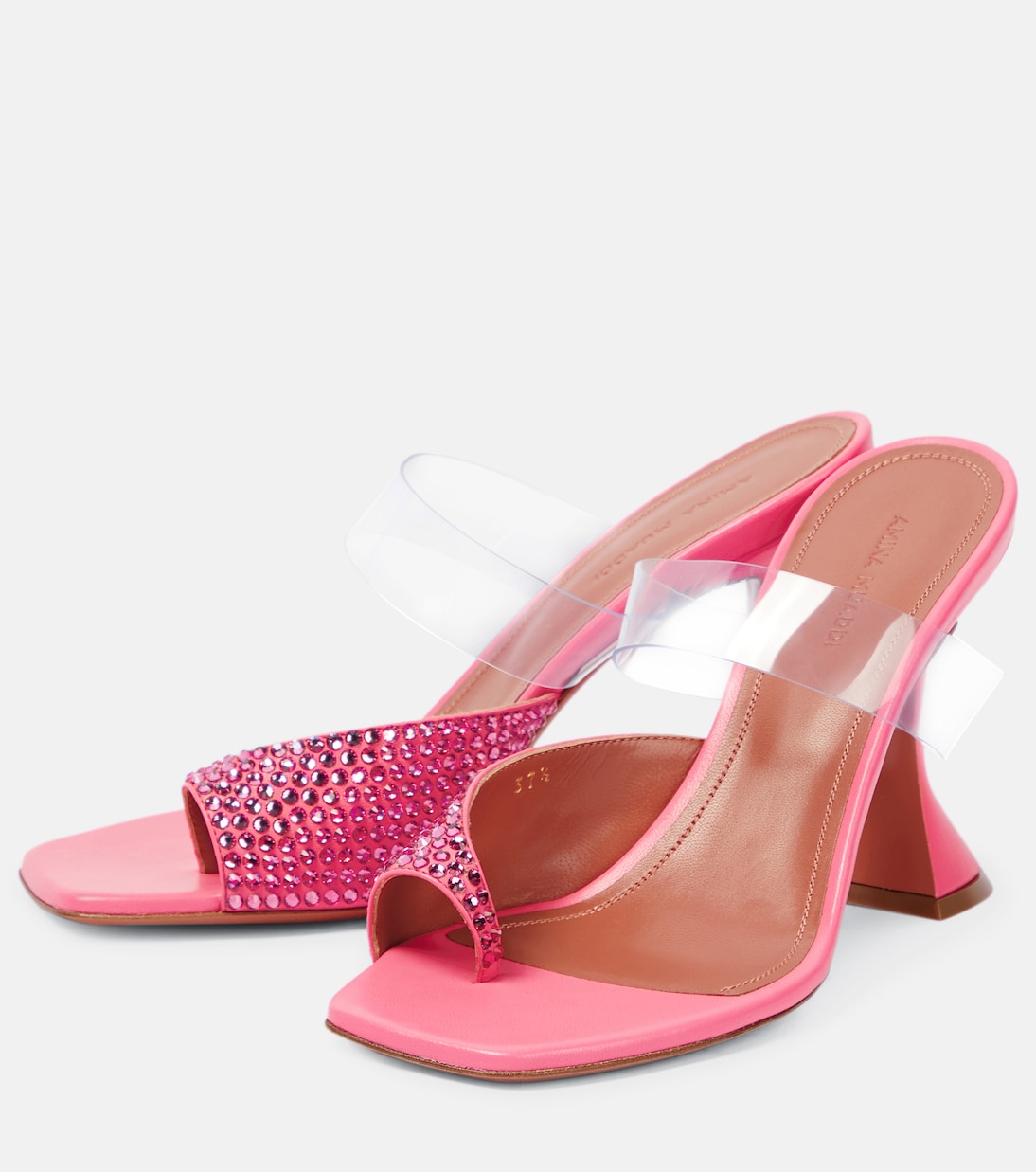Paloma embellished leather and PVC mules | Amina Muaddi