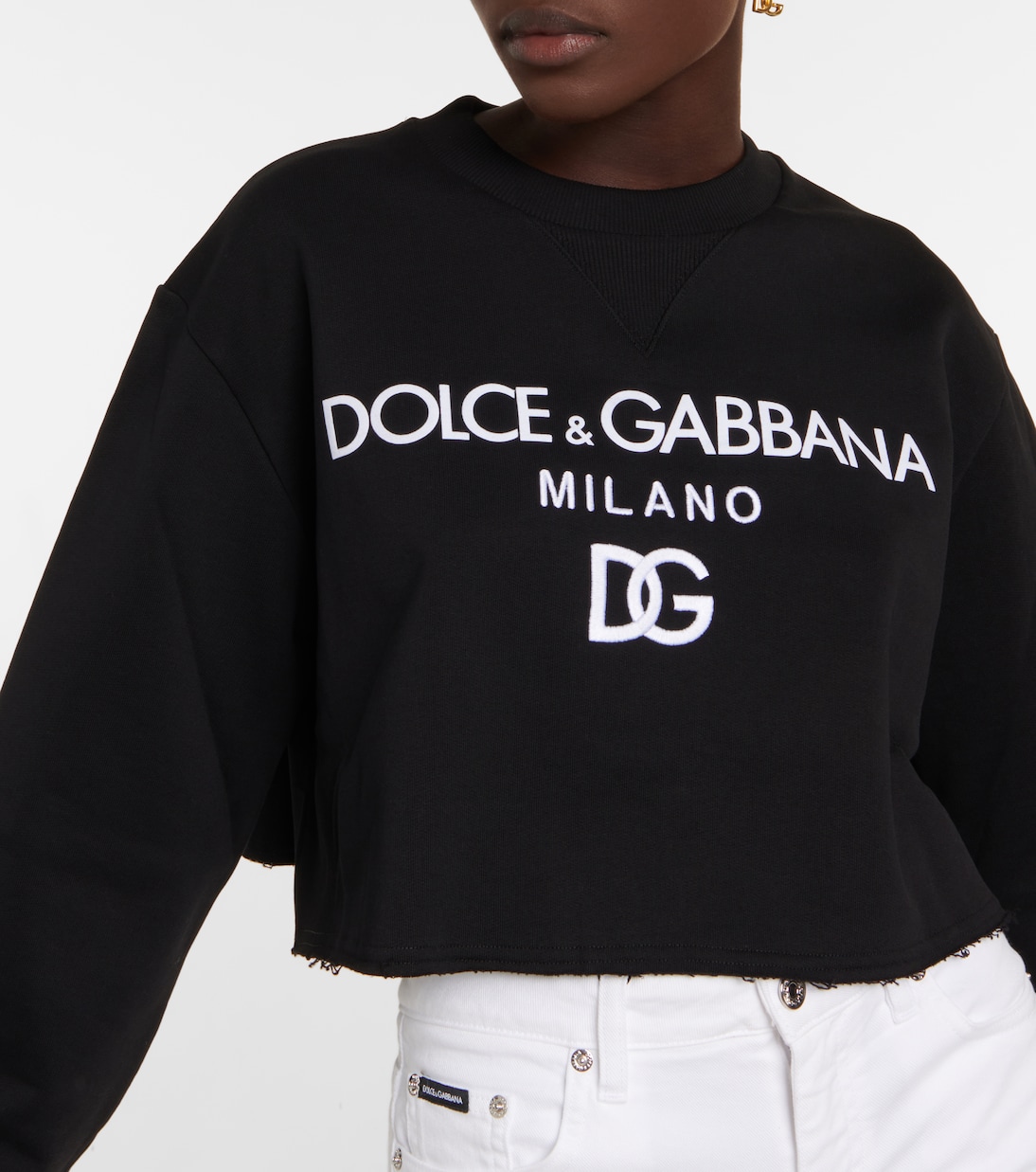 Sudadera cropped de algodón con logo | Dolce&Gabbana