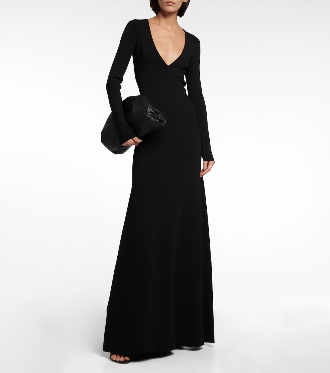 Abito lungo in maglia con scollo a V | Victoria Beckham