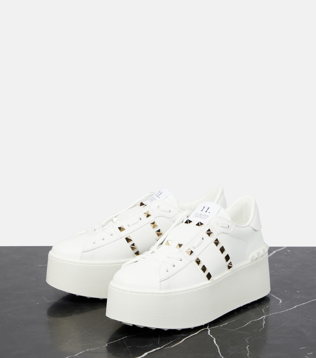 Rockstud platform leather sneakers | Valentino Garavani