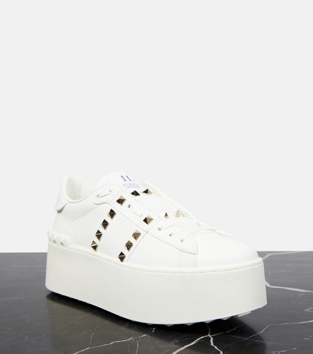 Rockstud platform leather sneakers | Valentino Garavani
