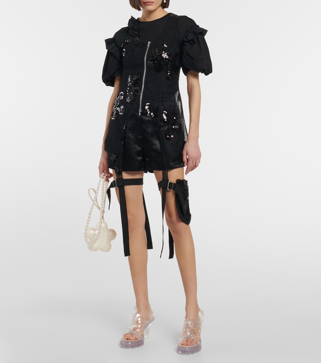 Sequined zip-up tulle top | Simone Rocha