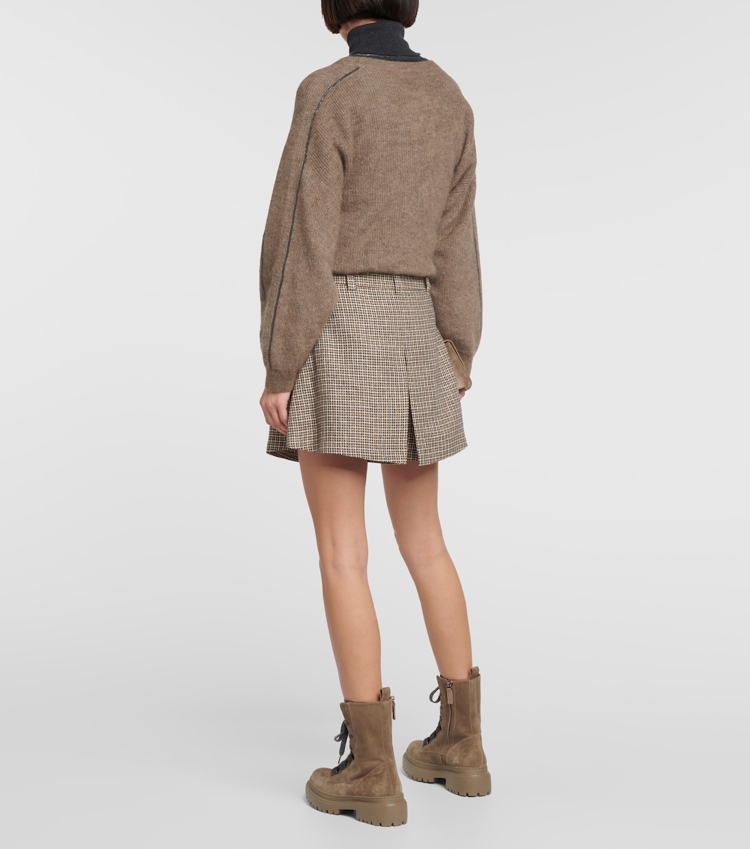 Skort in lino a quadri | Brunello Cucinelli