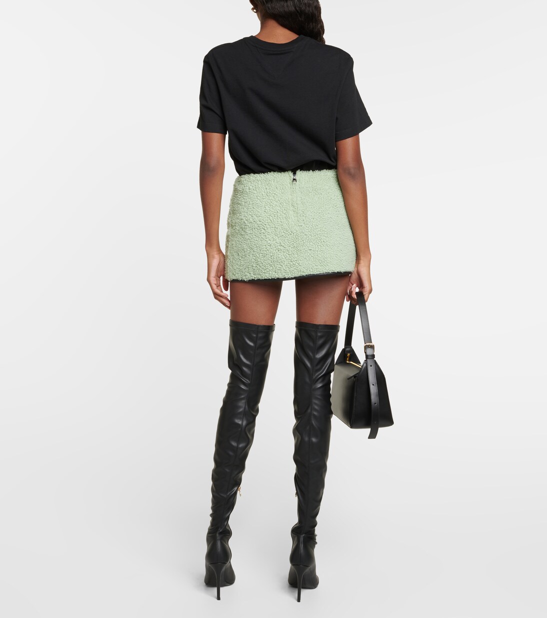 Minirock aus Shearling mit Leder | Blancha