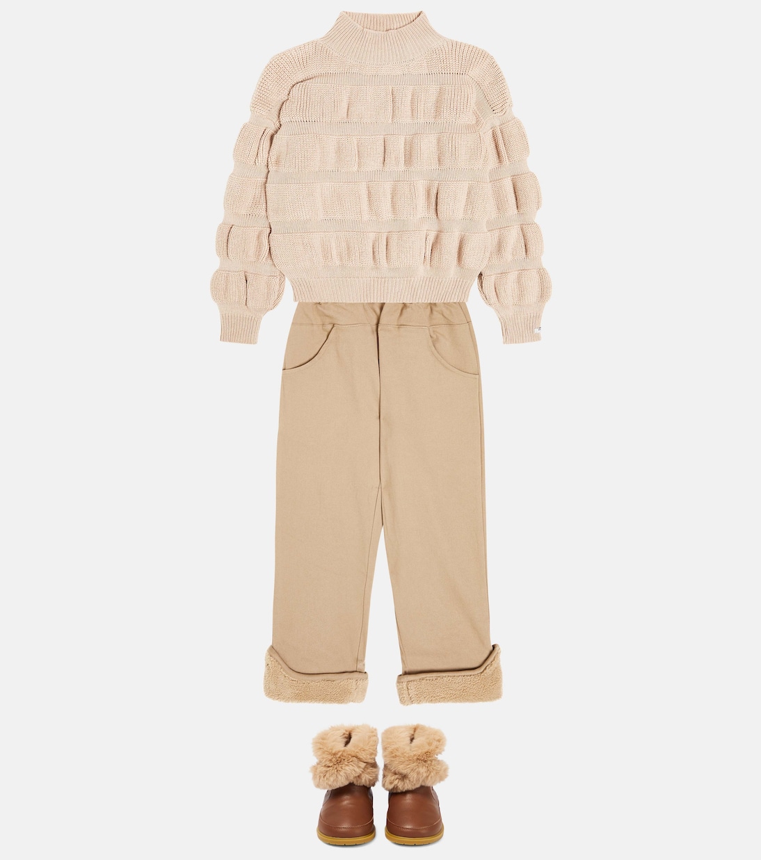 Hose Jour aus Baumwolle mit Faux Fur | Donsje