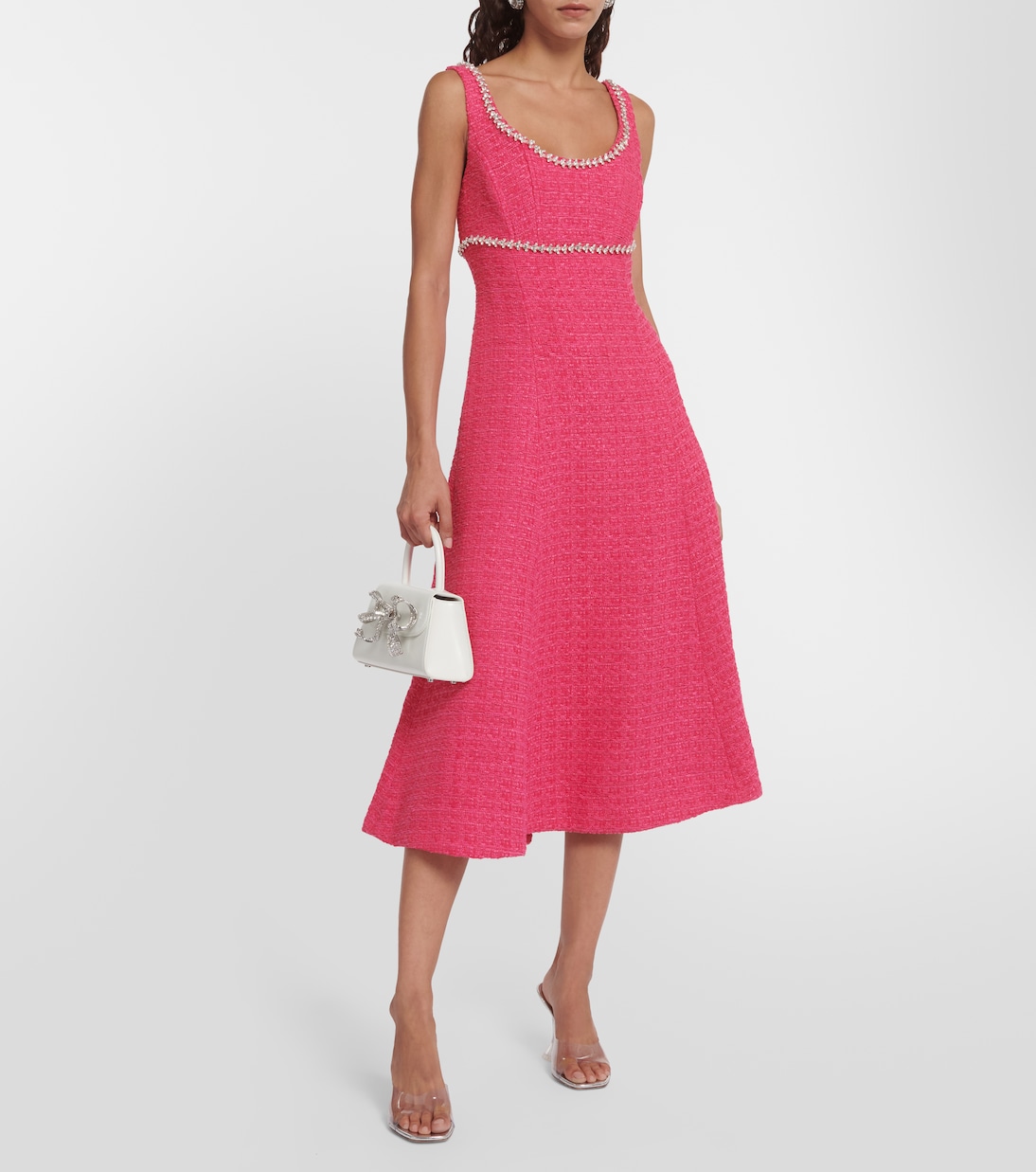 Embellished bouclé midi dress | Self-Portrait