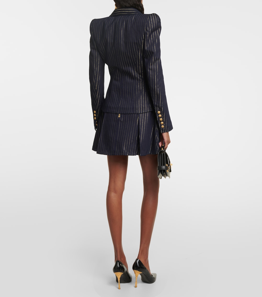 Blazer de denim con rayas de Lurex® | Balmain