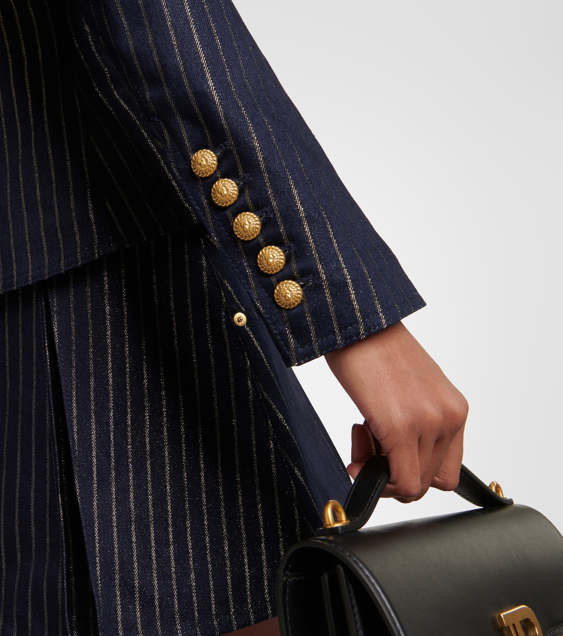 Blazer de denim con rayas de Lurex® | Balmain