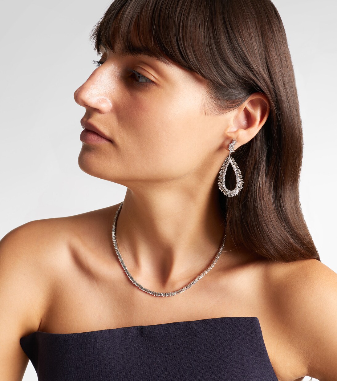 Orecchini in oro bianco 18kt con diamanti  | Suzanne Kalan