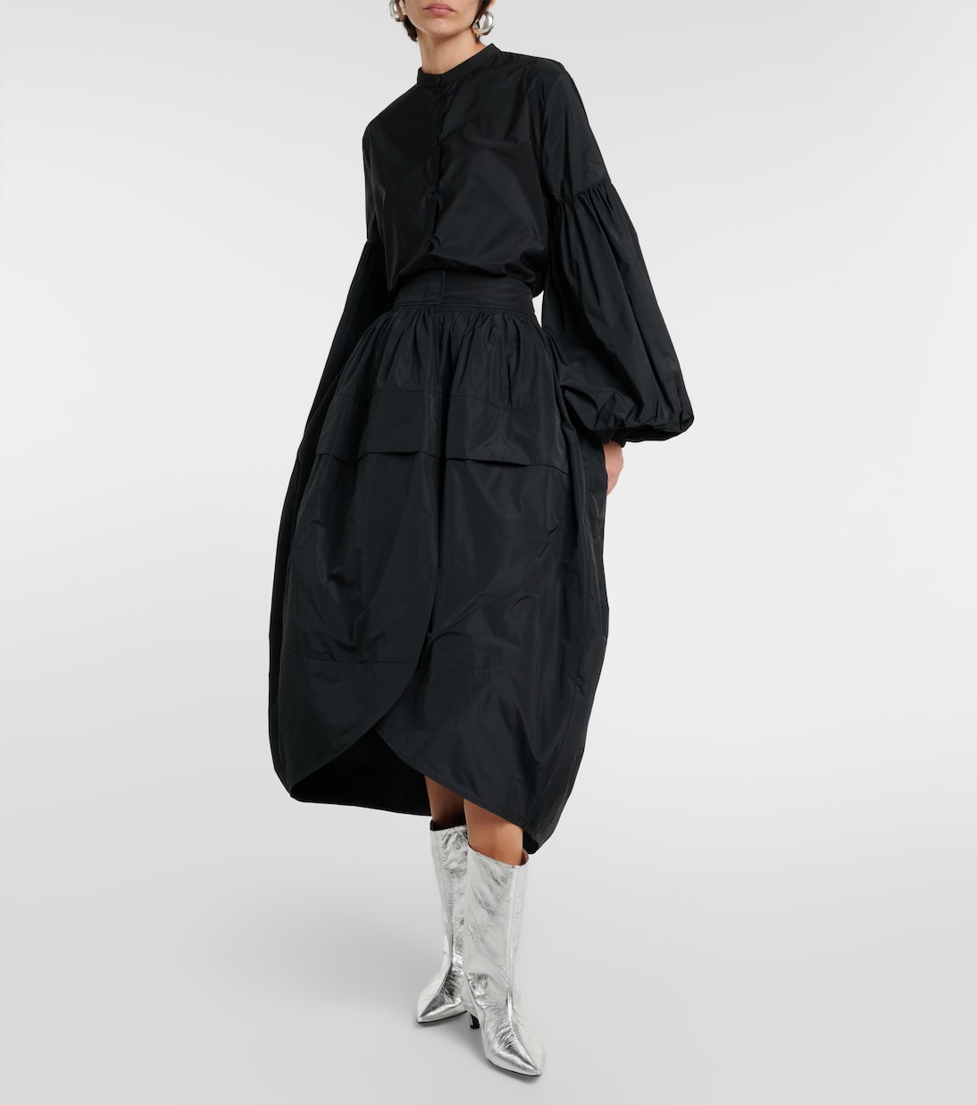High-Rise-Midirock aus Taft | Jil Sander