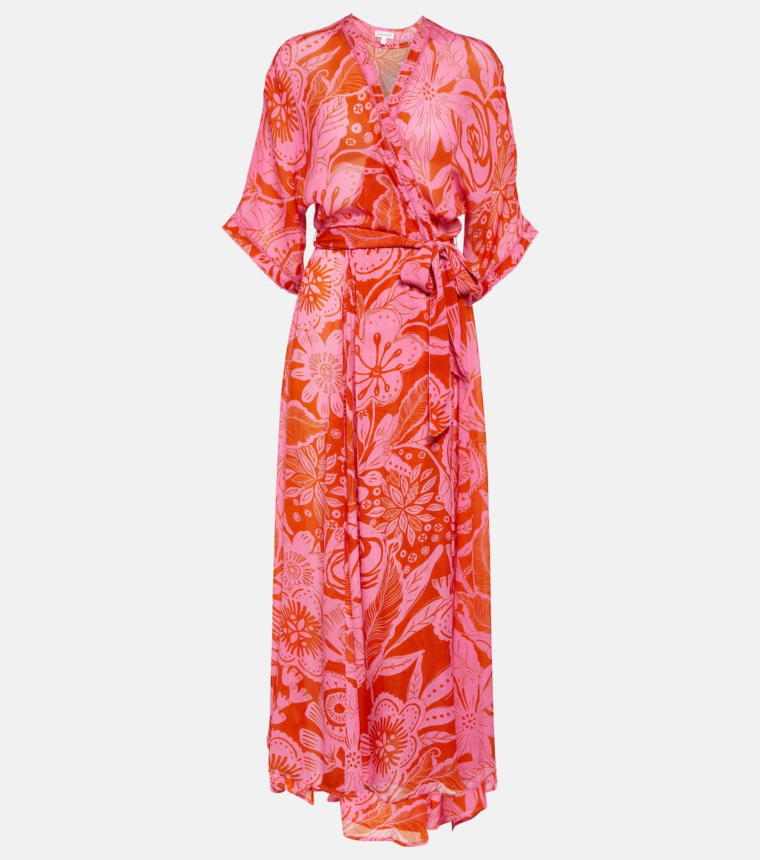 Vestido largo envolvente Adha floral | Poupette St Barth