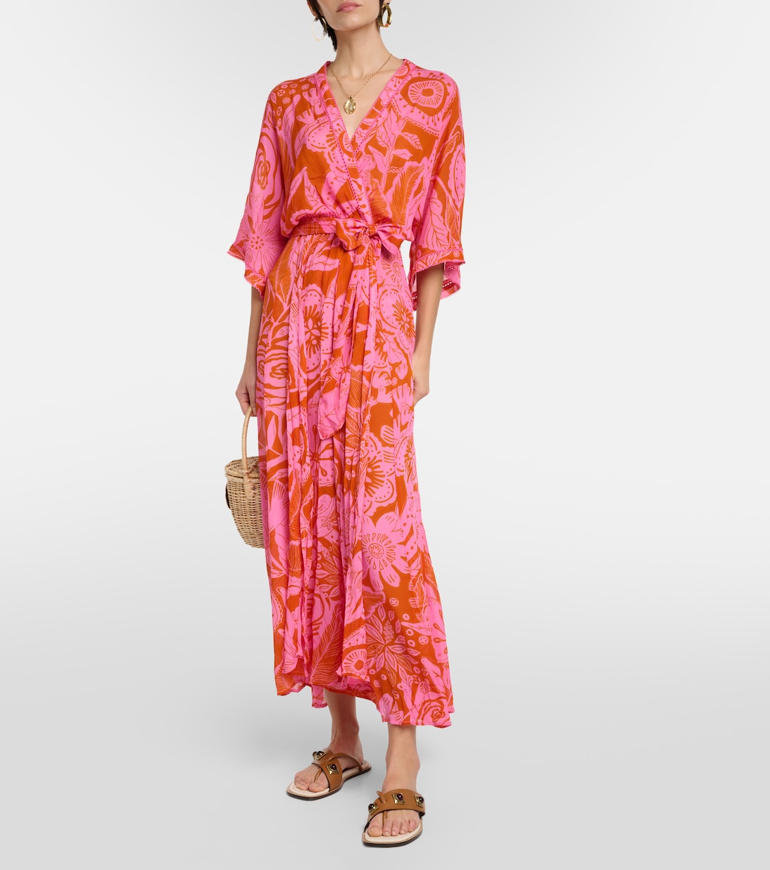 Vestido largo envolvente Adha floral | Poupette St Barth