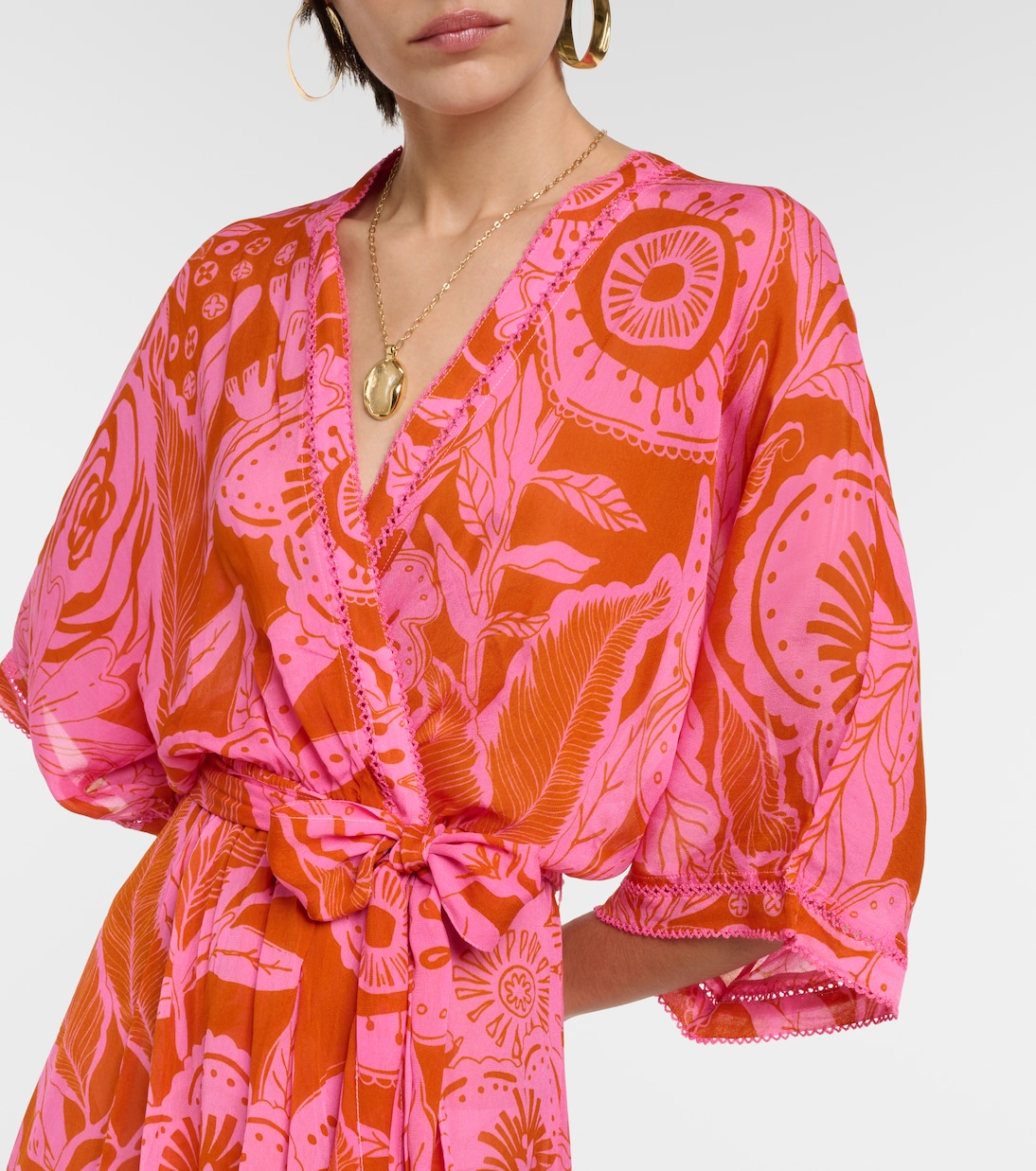 Vestido largo envolvente Adha floral | Poupette St Barth