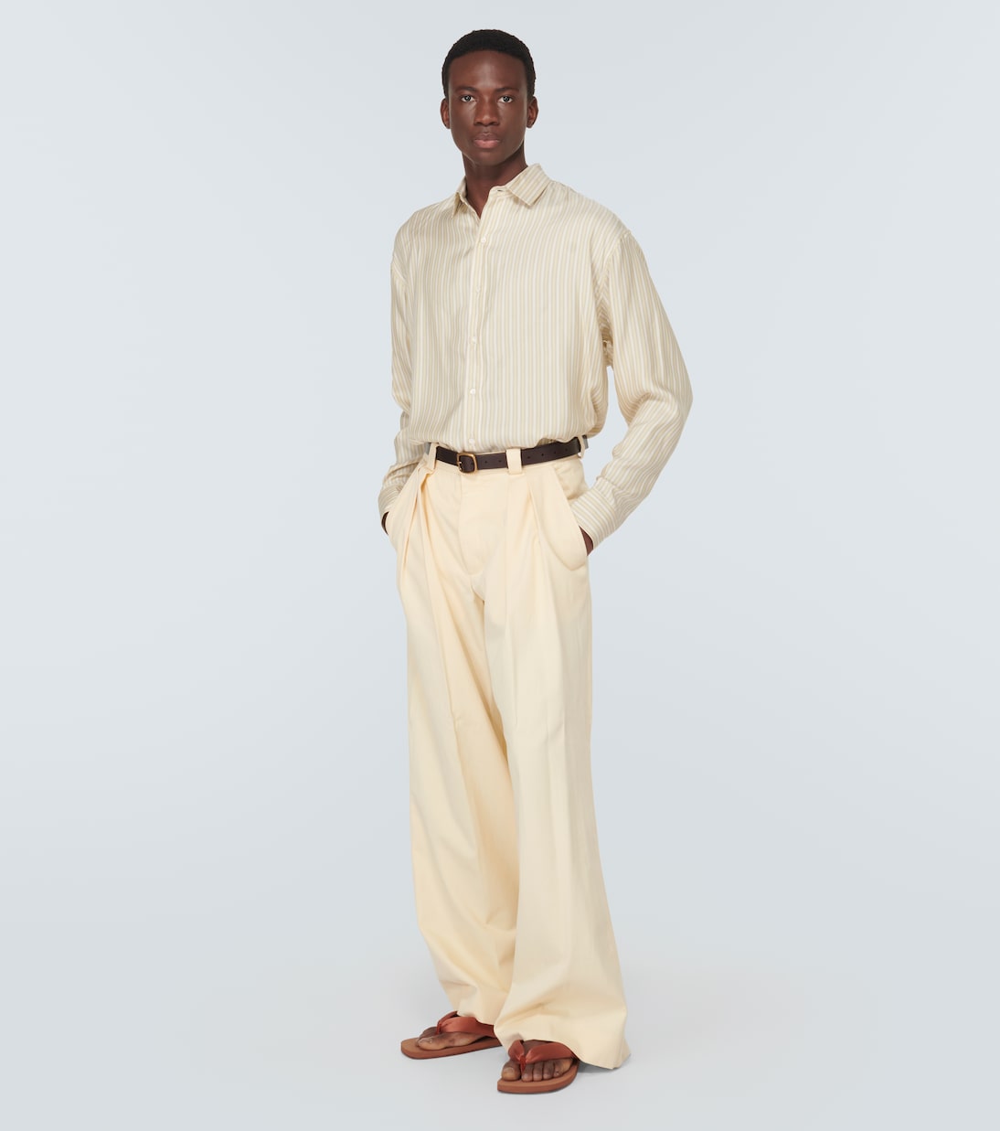 Tongs en satin et cuir | Dries Van Noten