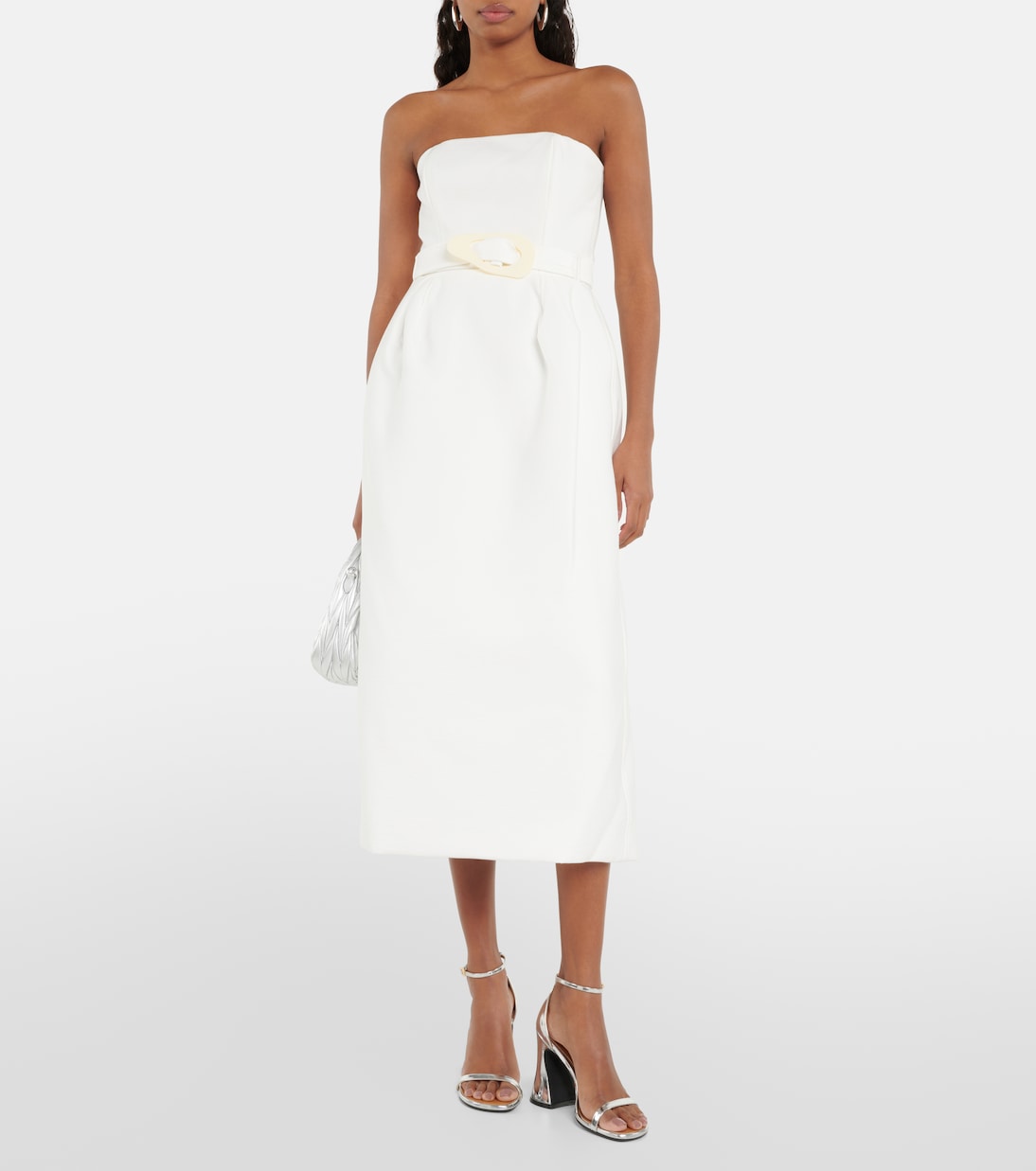 Vestido midi sin tirantes | Adriana Degreas
