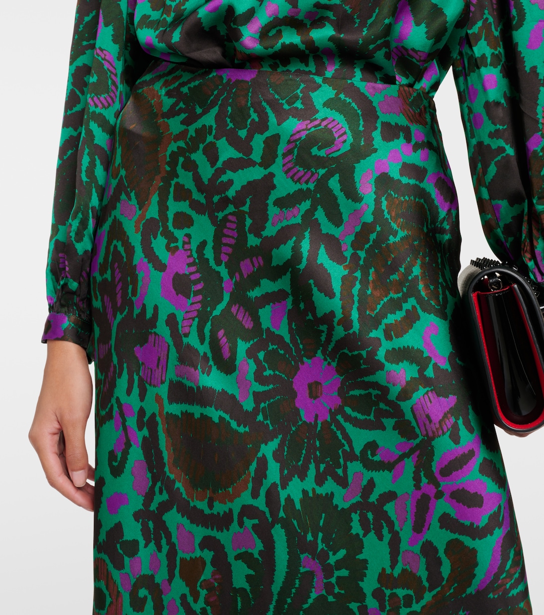 Falda midi Kaiya de satén estampada | Velvet