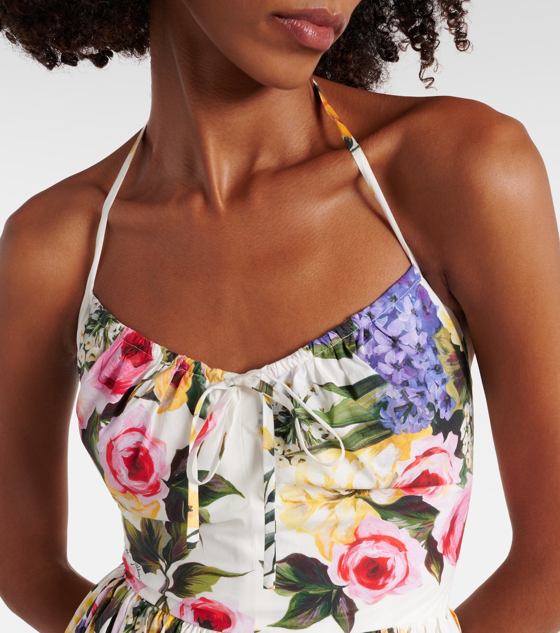 Robe midi en coton à fleurs | Dolce&Gabbana