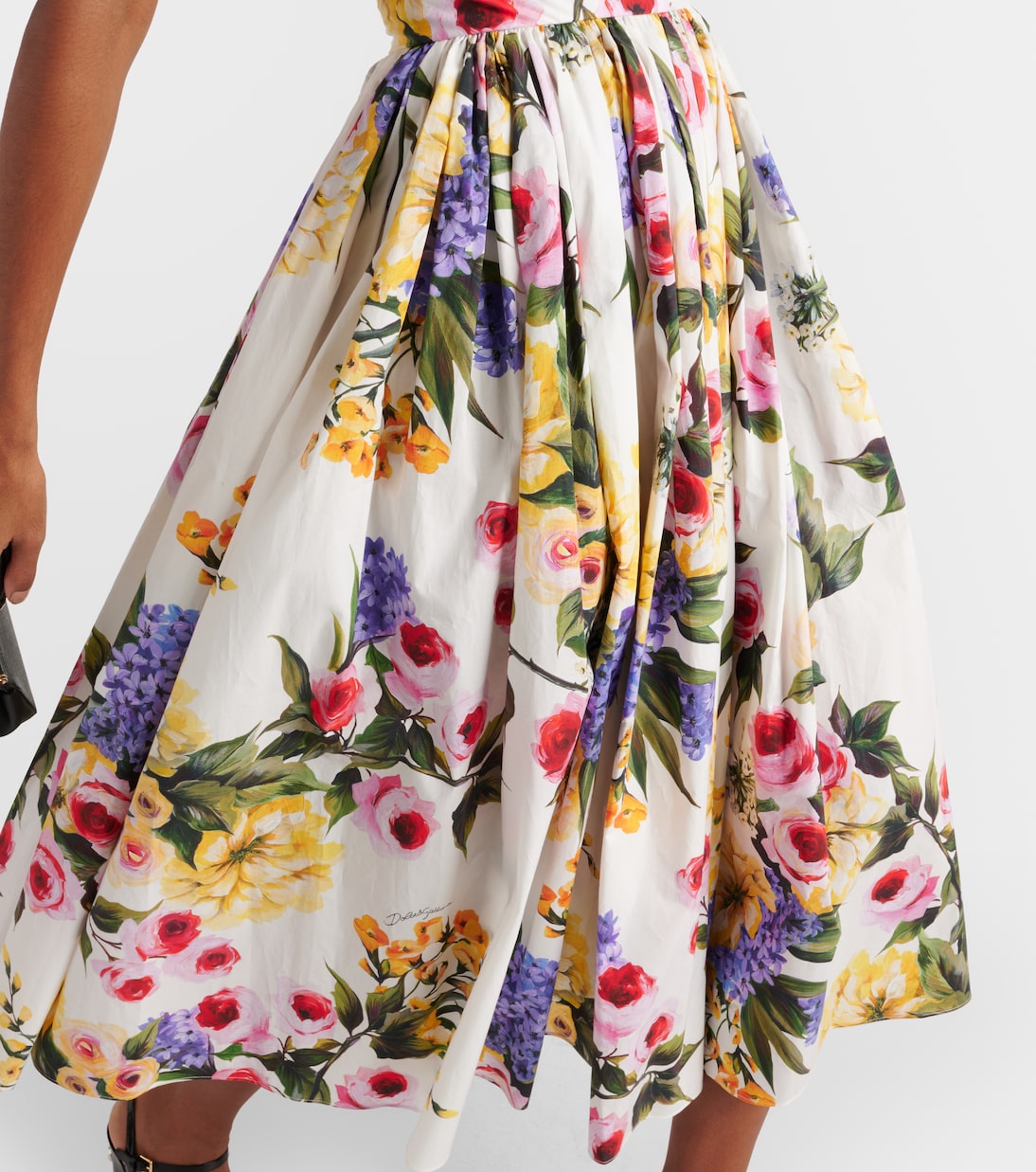 Robe midi en coton à fleurs | Dolce&Gabbana