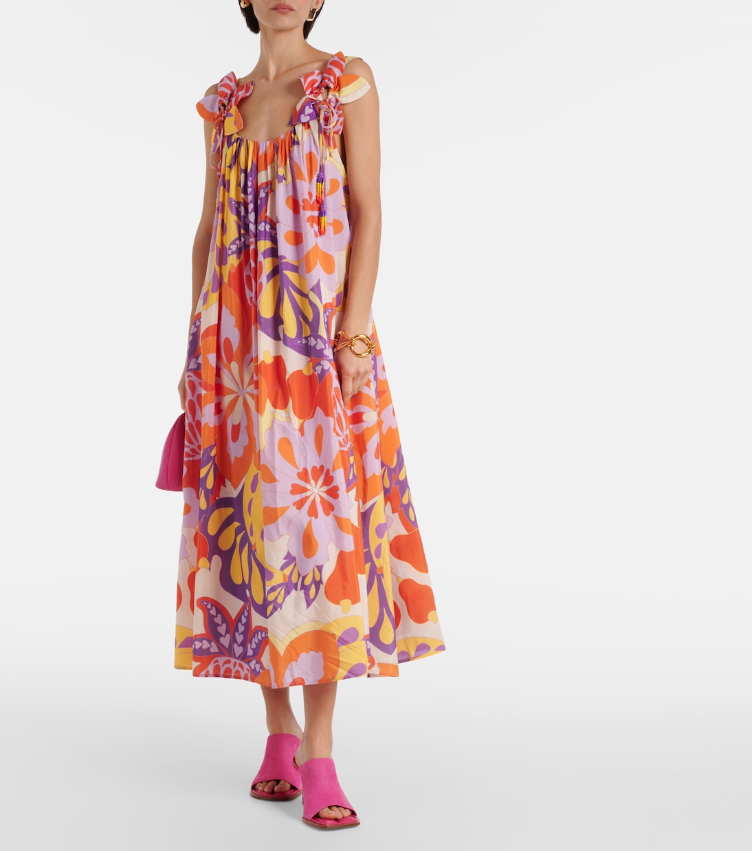 Robe longue Lee en coton mélangé à fleurs | Farm Rio