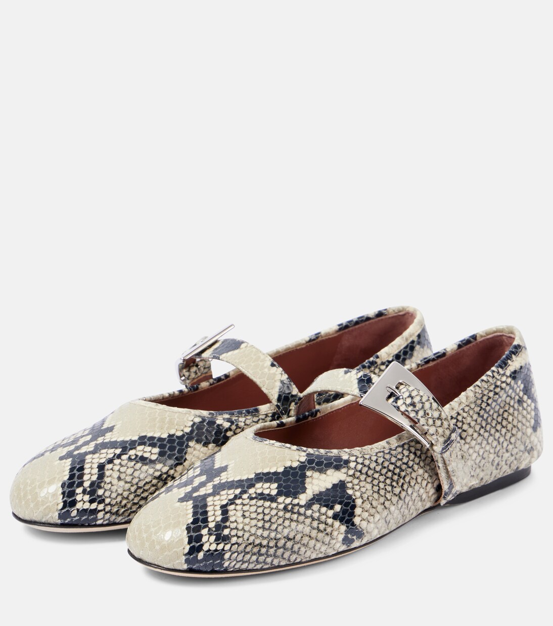 Sveva snake-effect leather Mary Jane flats | Paris Texas
