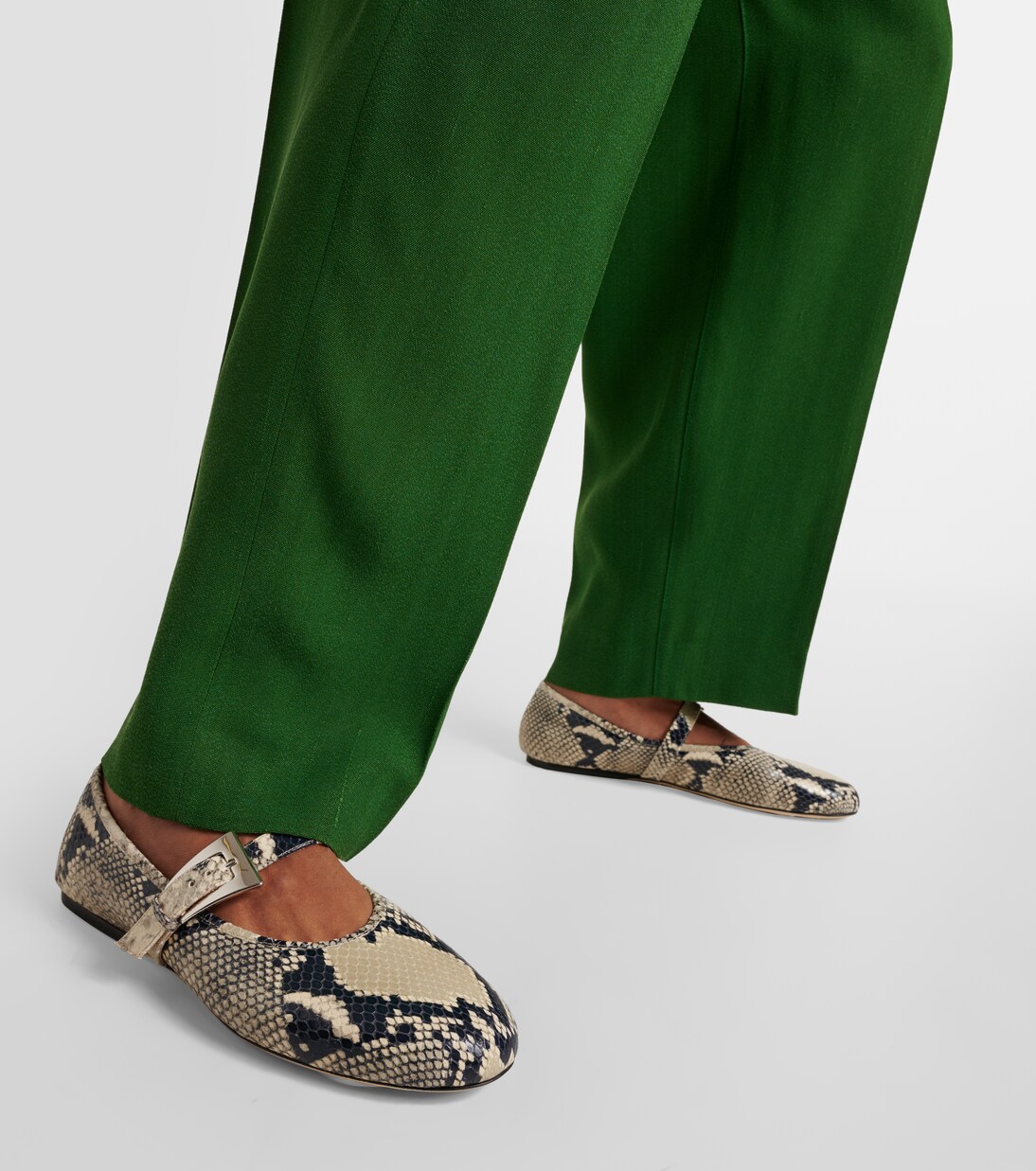 Sveva snake-effect leather Mary Jane flats | Paris Texas