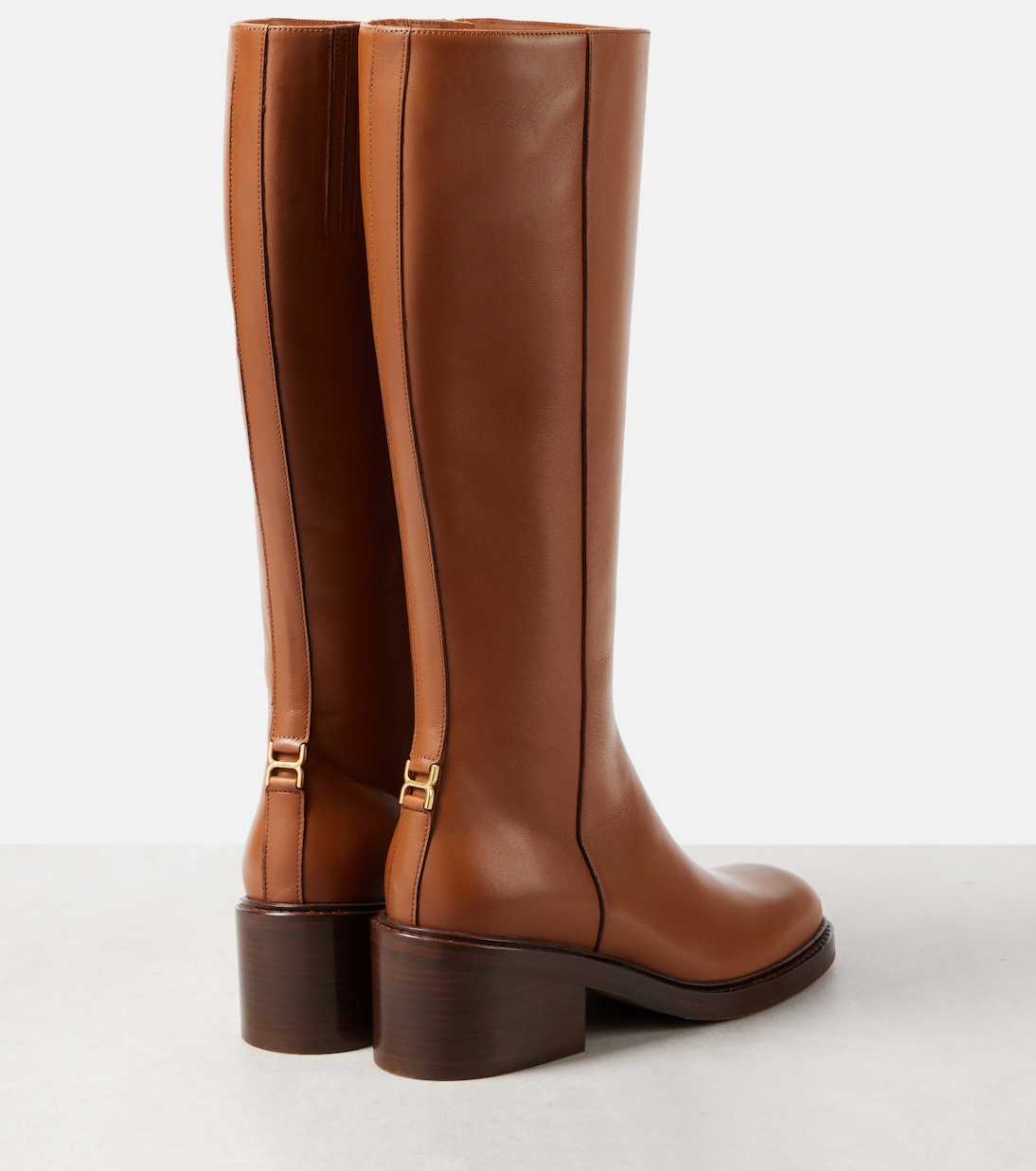 Marcie leather knee high boots in brown Chloe Mytheresa